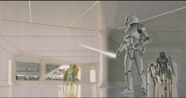 Original 1977 Star Wars A New Hope Ralph McQuarrie Concept Art Print Framed