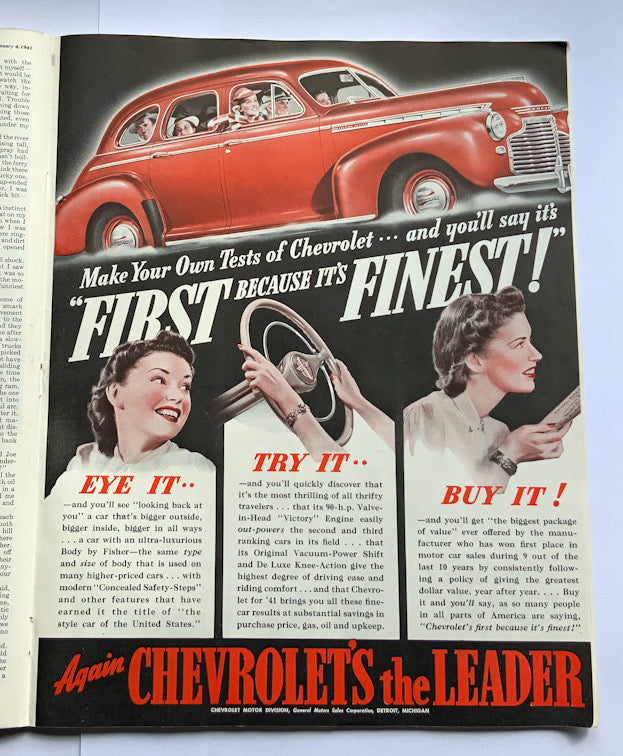 Large United States Saturday Evening Post magazine dating from 1941