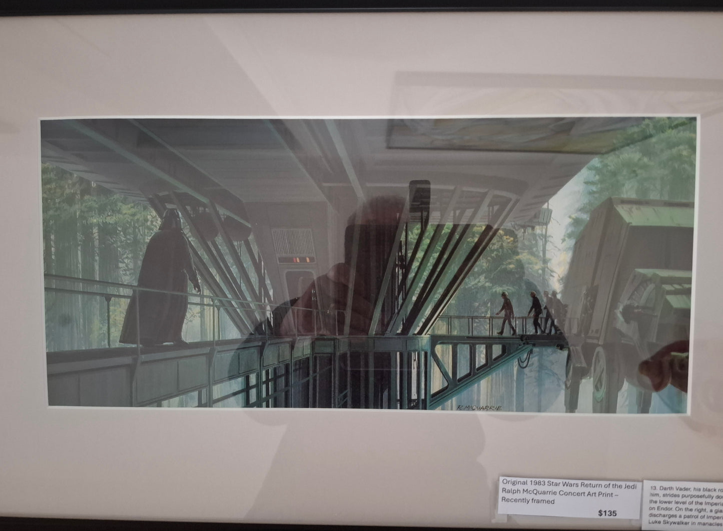 Original 1983 Star Wars Return of the Jedi Ralph McQuarrie Concept Art Print Framed #13