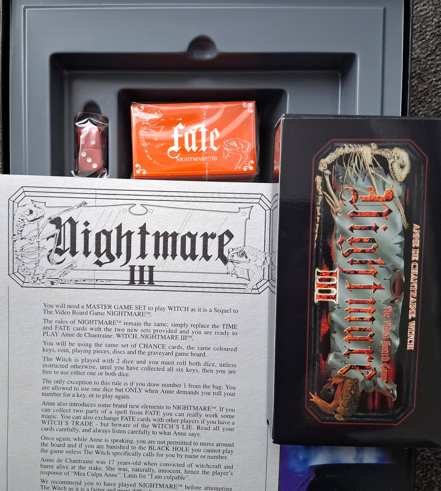 Nightmare III: Anne De Chantraine Witch Expansion VHS Board Game 1992