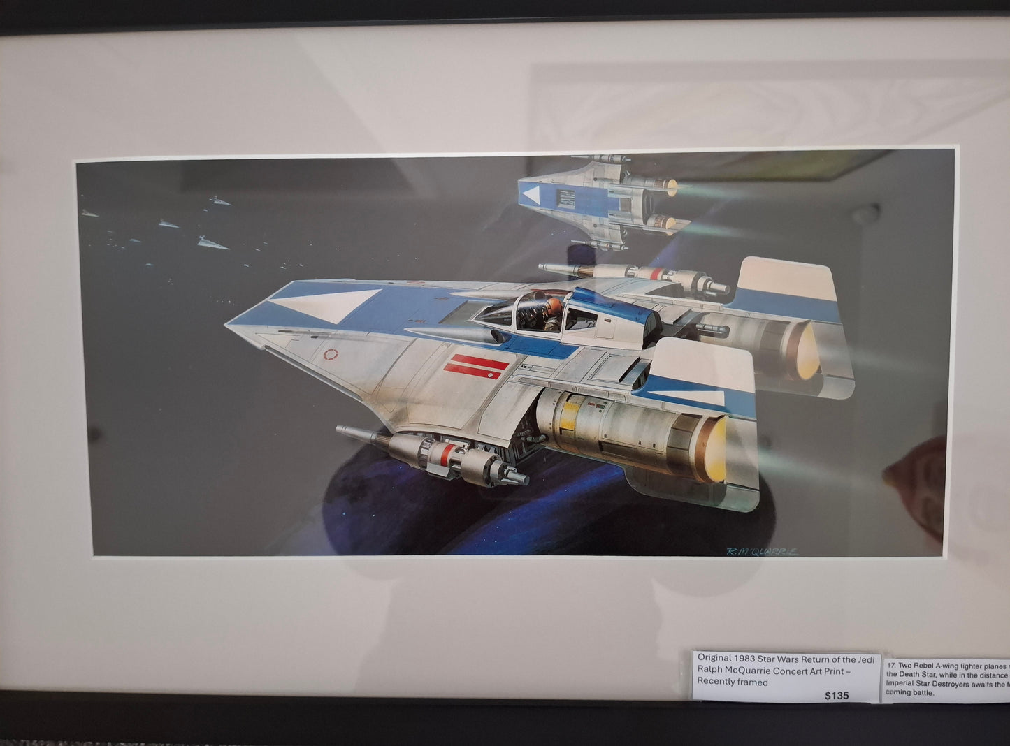 Original 1983 Star Wars Return of the Jedi Ralph McQuarrie Concept Art Print Framed #17