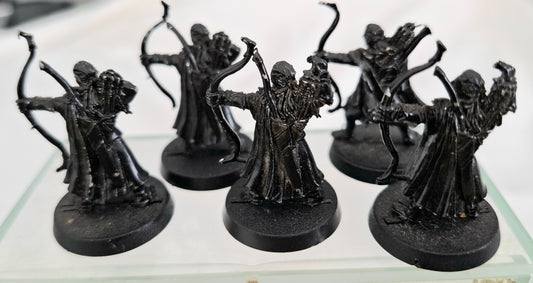 Games Workshop LOTR Lórien Elf Bowmen x5 – Metal Miniatures – 2002 – Black Primed