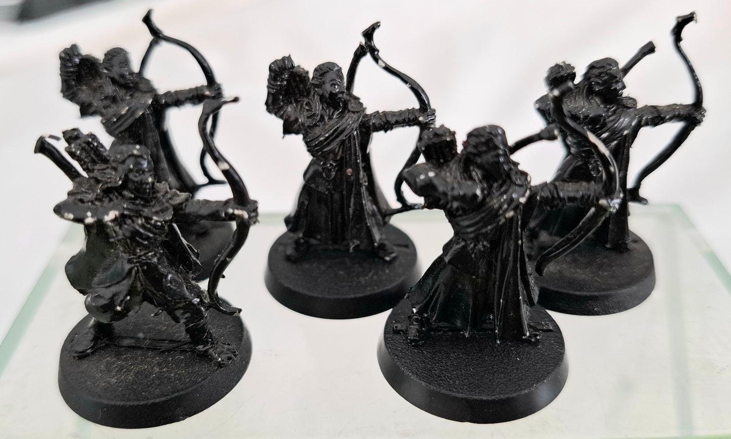 Games Workshop LOTR Lórien Elf Bowmen x5 – Metal Miniatures – 2002 – Black Primed