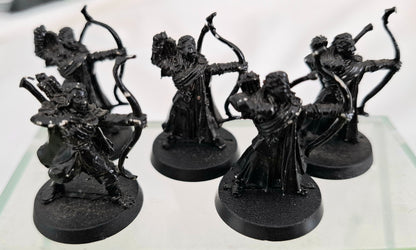 Games Workshop LOTR Lórien Elf Bowmen x5 – Metal Miniatures – 2002 – Black Primed