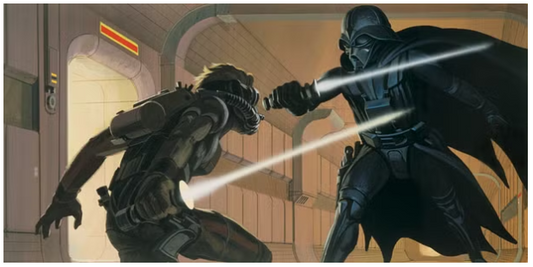 Original 1977 Star Wars A New Hope Ralph McQuarrie Concept Art Print Framed - Laser Duel