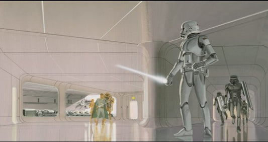 Original 1977 Star Wars A New Hope Ralph McQuarrie Concept Art Print Framed