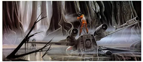 Original 1980 Star Wars Empire Strikes Back Ralph McQuarrie Concept Art Print Framed #15