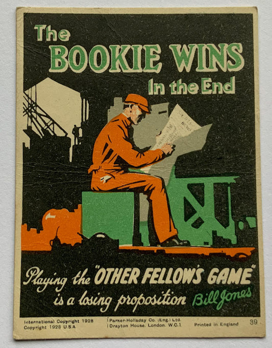 1928 Propaganda card by Parker Halladay USA The bookie wins in the end