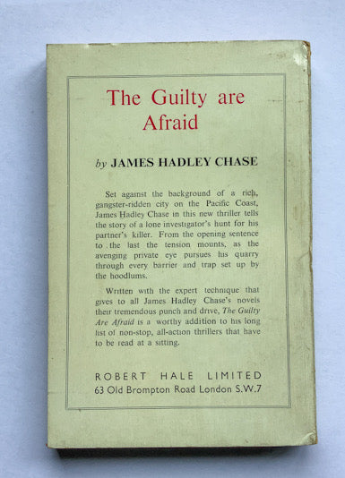 THE GUILTY ARE AFRAID pulp fiction book James Hadley Chase 1959