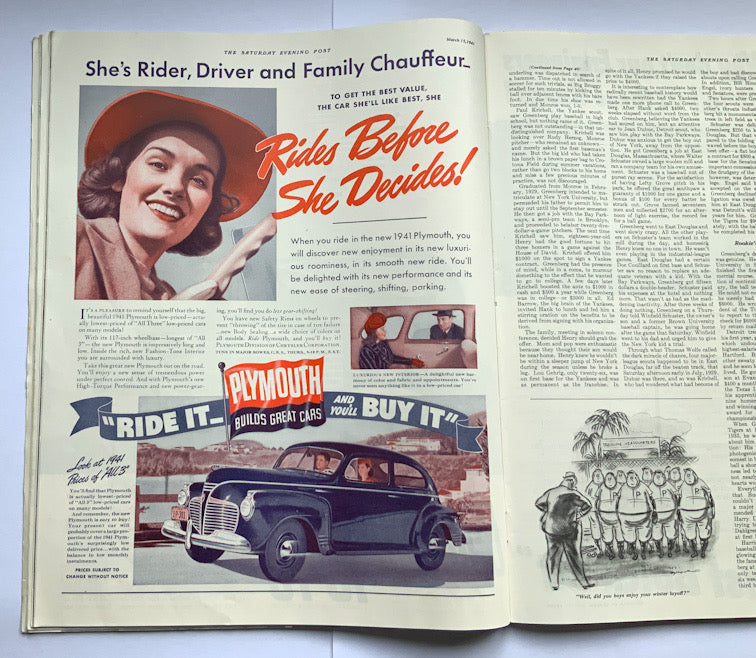 Large United States Saturday Evening Post magazine dating from 1941