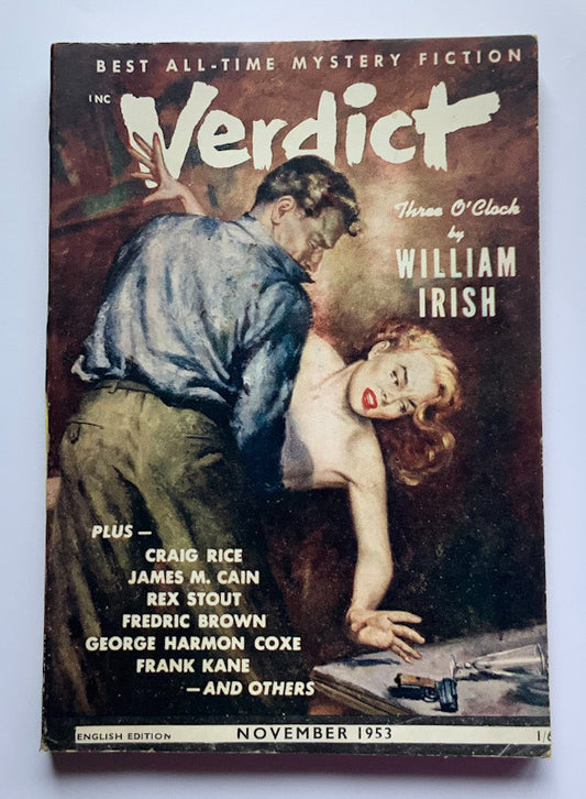 VERDICT English crime pulp fiction book November 1953