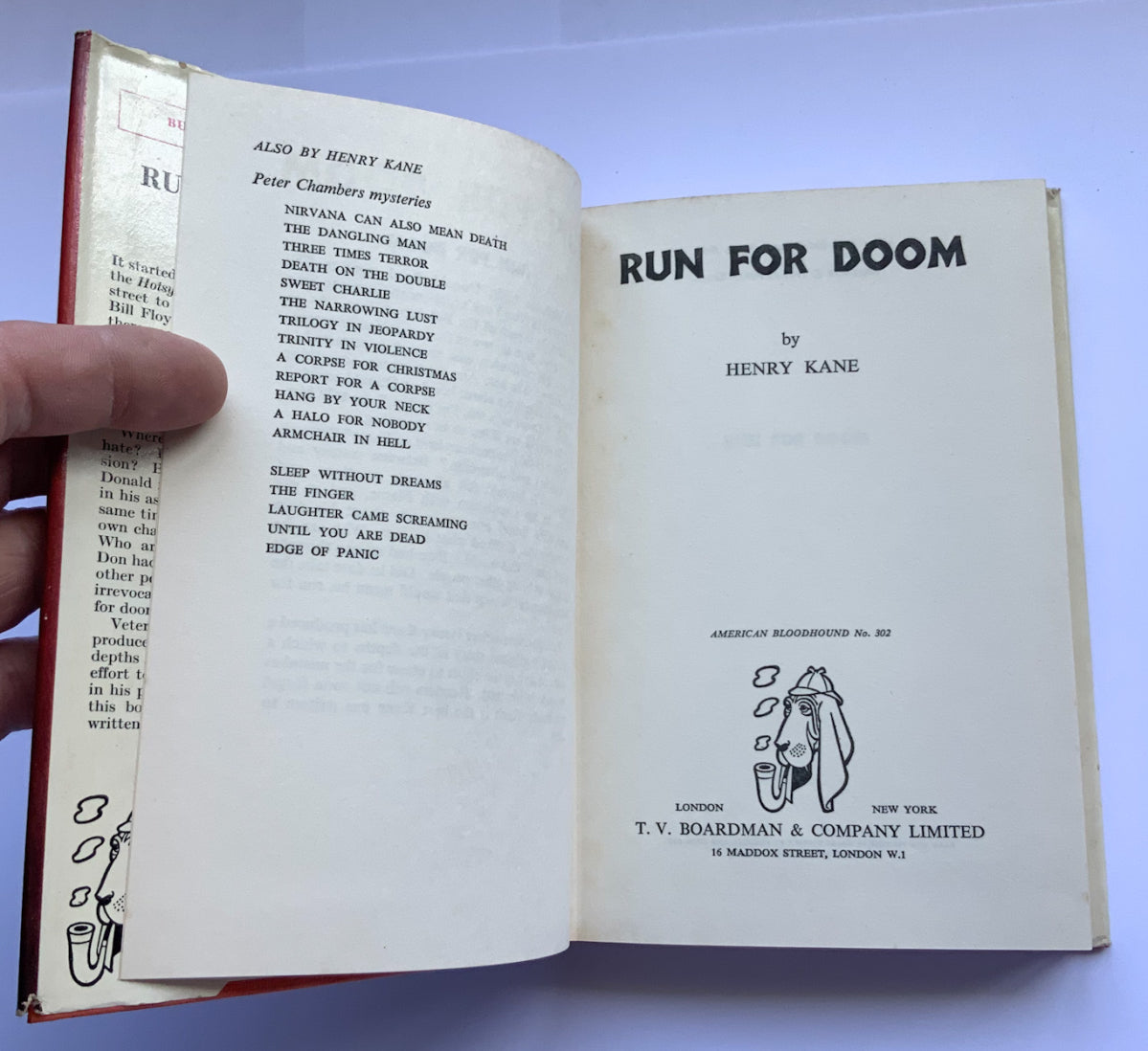 RUN FOR DOOM British crime book by Henry Kane 1960 1st edition