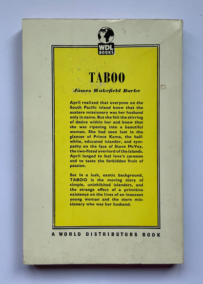 TABOO romance risqué pulp fiction book by James Wakefield Burke 1959