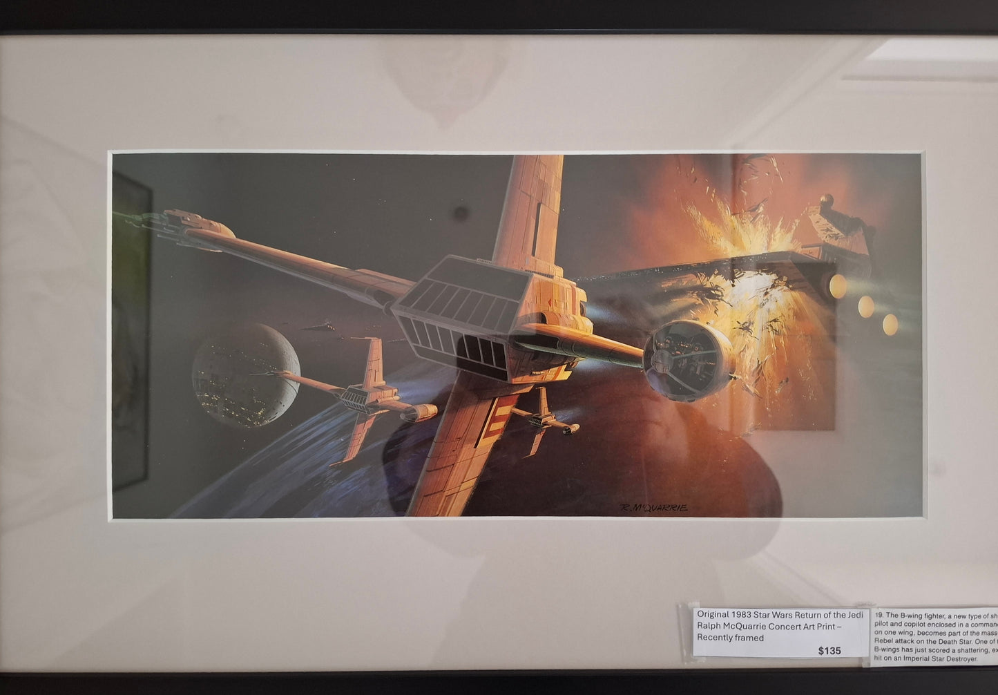 Original 1983 Star Wars Return of the Jedi Ralph McQuarrie Concept Art Print Framed #19