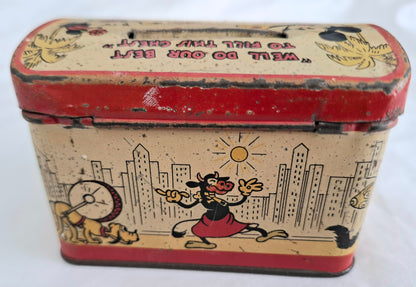 Vintage 1930s Mickey Mouse Treasure Chest Tin Money Bank – Made in Japan