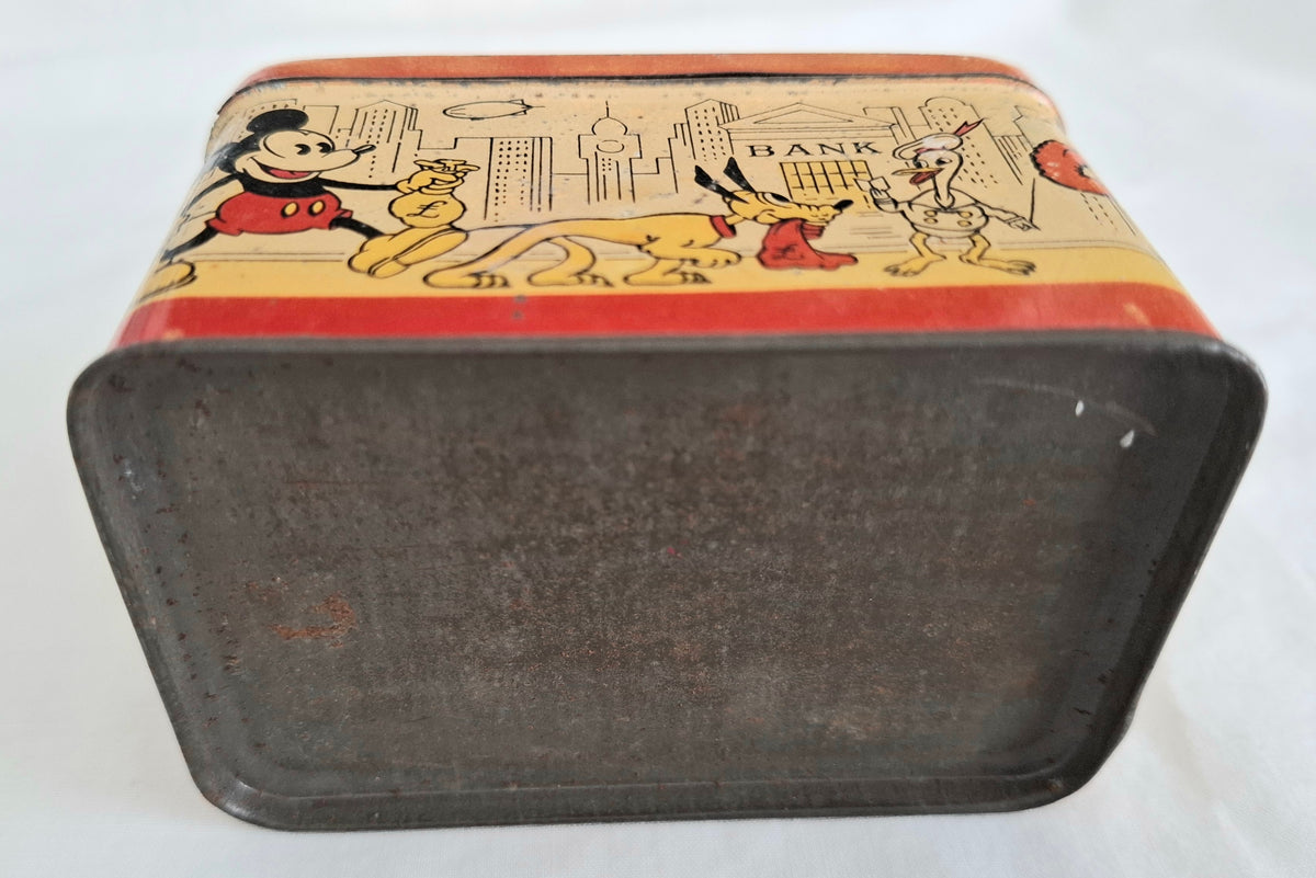 Vintage 1930s Mickey Mouse Treasure Chest Tin Money Bank – Made in Japan