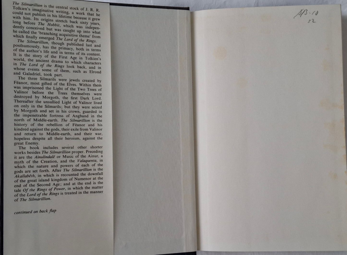 The Silmarillion – Rare UK First International Edition (Hardcover) 1977 with Clowes Map