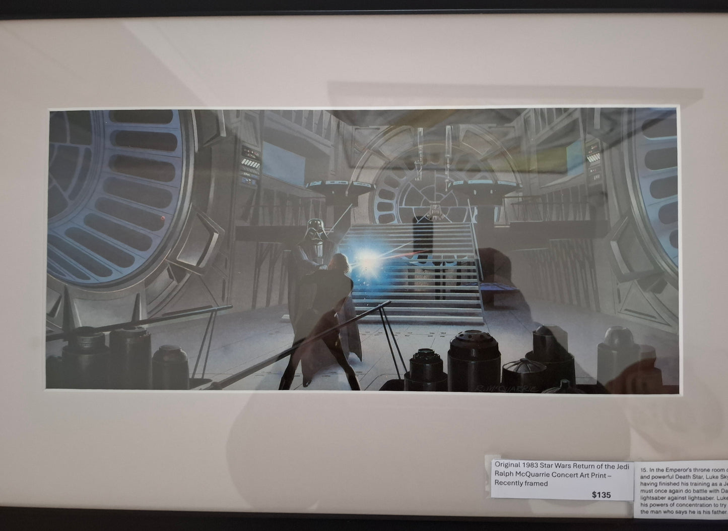 Original 1983 Star Wars Return of the Jedi Ralph McQuarrie Concept Art Print Framed #15