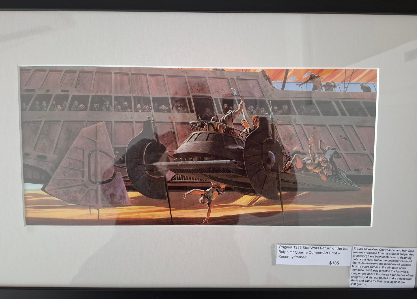 Original 1983 Star Wars Return of the Jedi Ralph McQuarrie Concept Art Print Framed #7