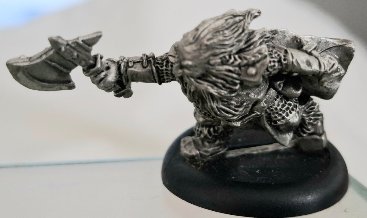 Fantasy Warriors Grenadier Dwarf Berserker Pewter Miniature – Nick Lund – Early 1990s
