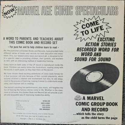 1966 Marvel Age Comic Spectaculars Golden Records Vinyl – Record Only