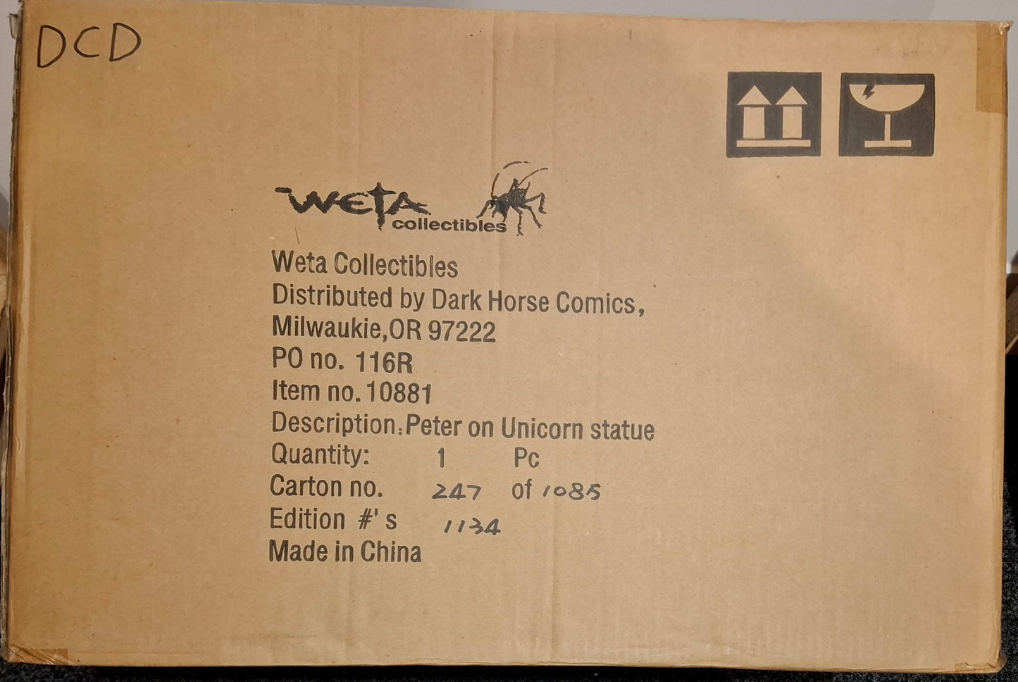 Weta Narnia Peter on the Unicorn Figure Limited Edition 1134/3000