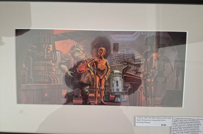 Original 1983 Star Wars Return of the Jedi Ralph McQuarrie Concept Art Print Framed #5